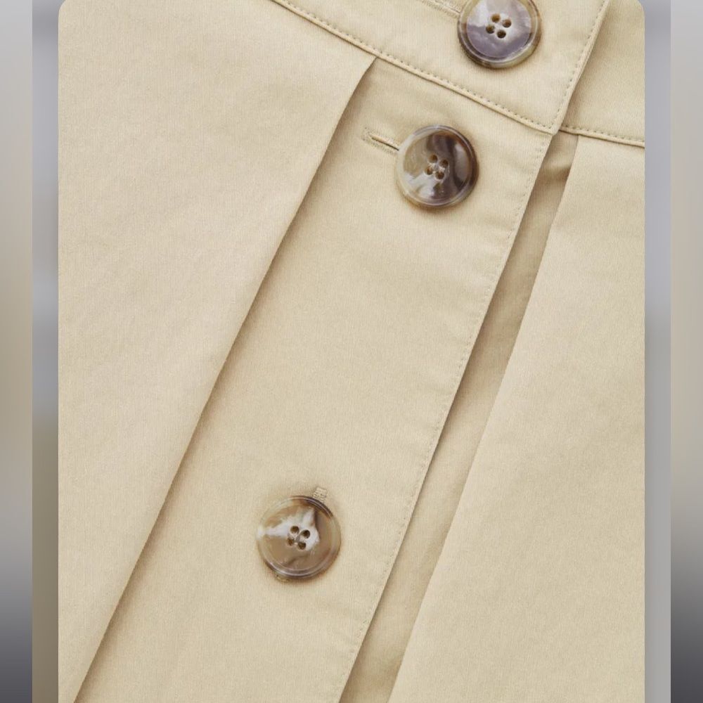 Cos A-Line Midi Skirt With Buttons In Beige Size 2 - image 5